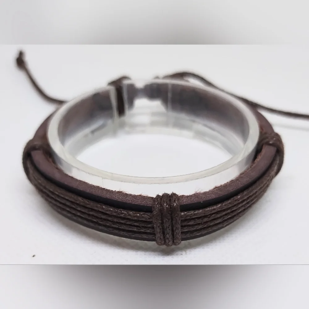 Men's Bracelet Leather Brown NEW f52‎